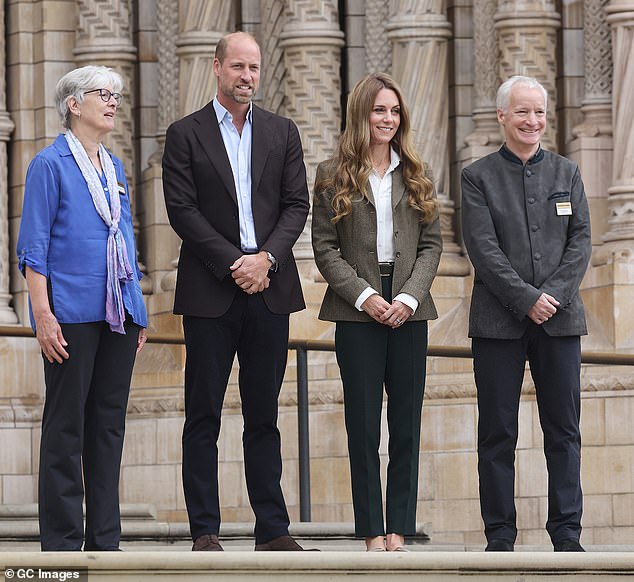 Catherine, Princess of Wales and Prince William, Prince of Wales during their visit to the newly renovated gardens