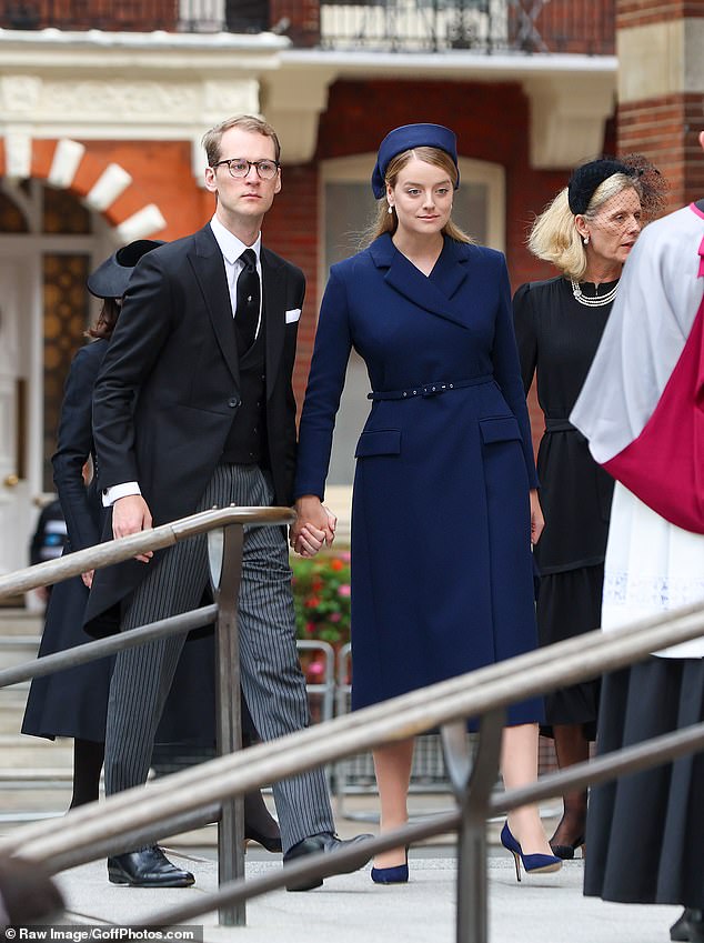 Flora Vesterberg and her husband Timothy Vesterberg arrive at Westminster Cathedral