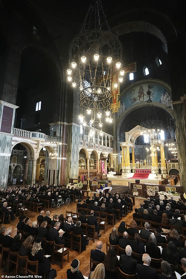 A general view of the funeral service for the Duchess of Kent at Westminster Cathedral today