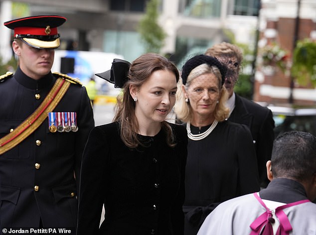 Zenouska Mowatt arrives for the requiem mass service for the Duchess of Kent today