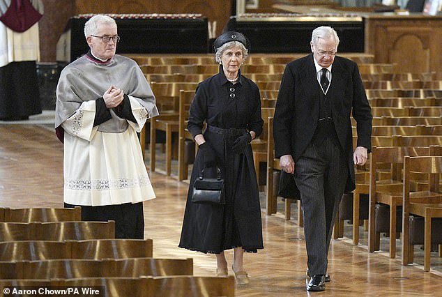 Prince Richard, Duke of Gloucester and Birgitte, Duchess of Gloucester arrive for the funeral