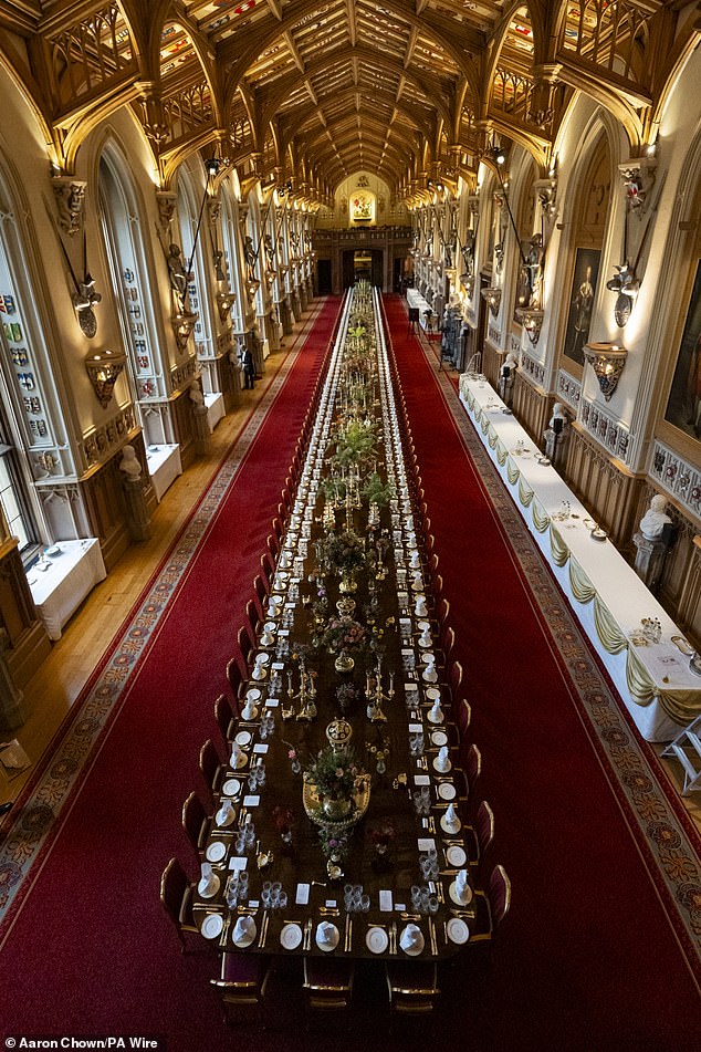 A view of the banquet table in St George's Hall, Windsor Castle