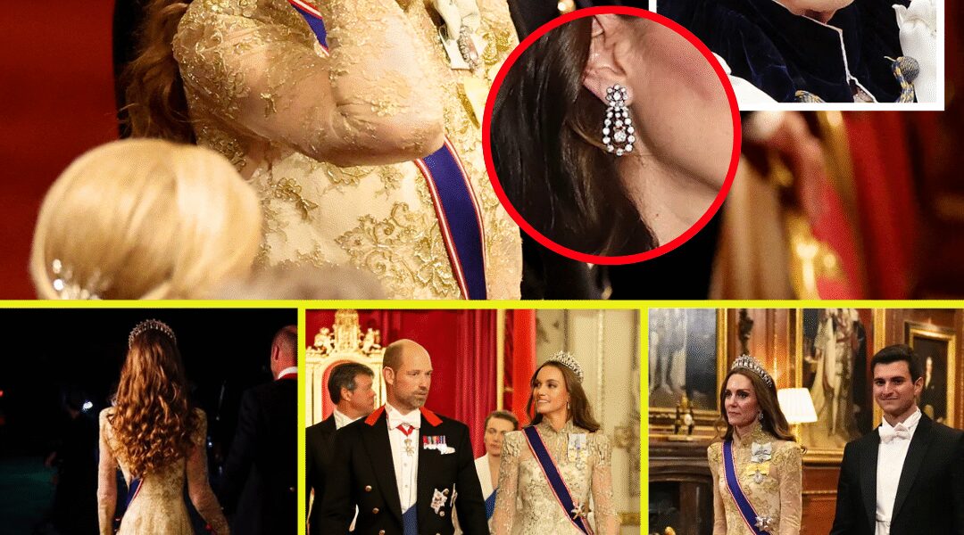OMG! Princess Catherine Steals All Eyes In Glimmering Gold Gown As She DEBUTS SPECIAL Gift from the Late Queen For the State Dinner at Windsor Castle