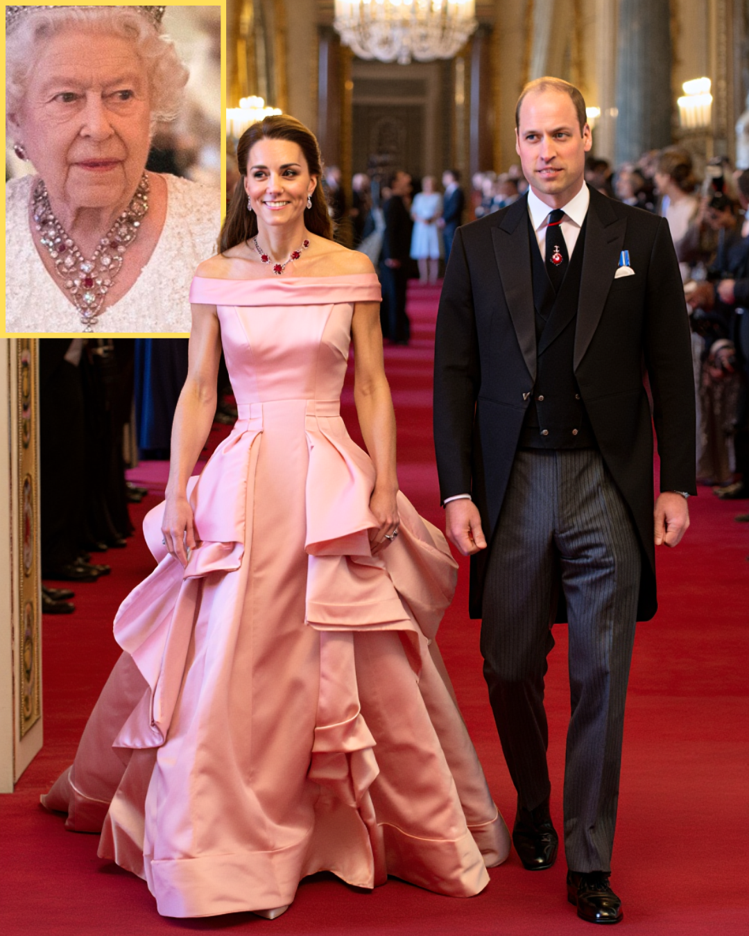 ONE HOUR AGO: Princess Catherine MESMERIZES the World in STUNNING Pink Gown and Late Queen’s Ruby & Diamond Floral Bandeau Necklace That Camilla NEVER HAD