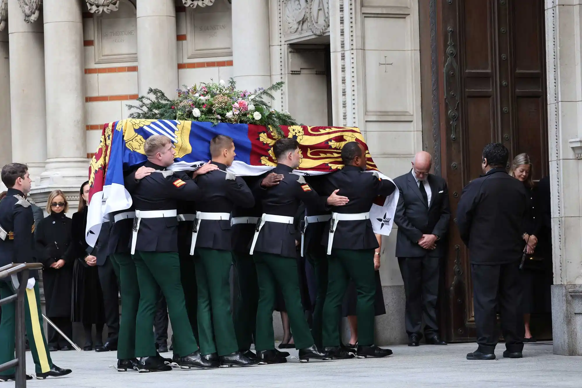 September 15, 2025, London, London, United Kingdom: The coffin of the Duchess of Kent arriving for a Rite of Reception vigil at Westminster Cathedral in London on the eve of her funeral.