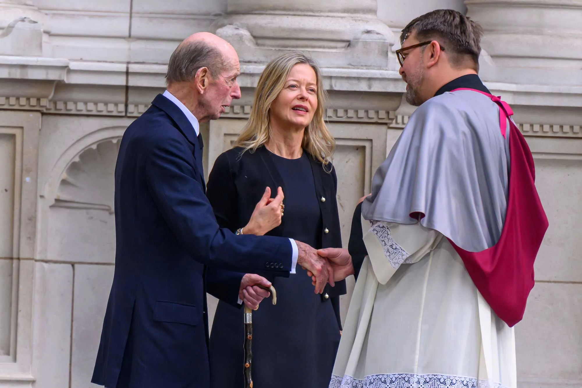 Lady Helen Taylor and the Duke of Kent ahead of the arrival of the coffin of the Duchess of Kent at Westminster Cathedral, central London, ahead of her funeral. Picture date: Monday September 15, 2025