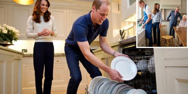 ROMANTIC DRAMA IN THE DISHWASHER! Forget diamonds, roses, or candlelit dinners—Prince William just stunned the royal household with the most unexpected act of romance. After a quiet family dinner, instead of leaving it to the staff, William calmly rolled up his sleeves… and loaded the dishwasher without being asked. The palace froze. Duchess Kate gasped. And then—right there in the kitchen—she kissed him on the spot and declared: “This is the romance every Duchess deserves.” The kids were left in stitches: George questioned if chores were now “officially over,” Charlotte muttered “Mummy still does it better,” and Louis proudly shouted: “Daddy’s the Kitchen King!” ROMANTIC DRAMA IN THE DISHWASHER! Forget diamonds, roses, or candlelit dinners—Prince William just stunned the royal household with the most unexpected act of romance. After a quiet family dinner, instead of leaving it to the staff, William calmly rolled up his sleeves… and loaded the dishwasher without being asked. The palace froze. Duchess Kate gasped. And then—right there in the kitchen—she kissed him on the spot and declared: “This is the romance every Duchess deserves.” The kids were left in stitches: George questioned if chores were now “officially over,” Charlotte muttered “Mummy still does it better,” and Louis proudly shouted: “Daddy’s the Kitchen King!”
