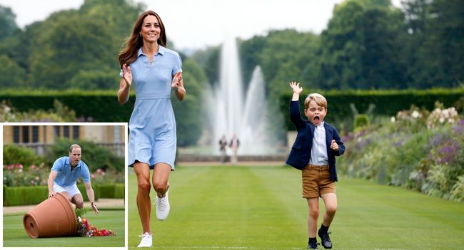 ROYAL GARDEN RACE ENDS IN CHAOS & ROMANCE!  What started as a playful family sprint through the palace gardens turned into the most unexpected royal showdown! Prince William, full of competitive spirit, took off with determination… but fate (and a flower pot) had other plans. One stumble later, the future King found himself trailing behind, while Duchess Kate surged forward with elegance and unstoppable energy. From the sidelines, Prince George couldn’t hold back his excitement, shouting at the top of his lungs: “Mummy is the champion!” With the finish line just steps away, William made a dramatic recovery—catching Kate at the very last moment. But instead of declaring victory, he did something that melted hearts everywhere: he kissed her hand and whispered softly… “Mummy won, as always”