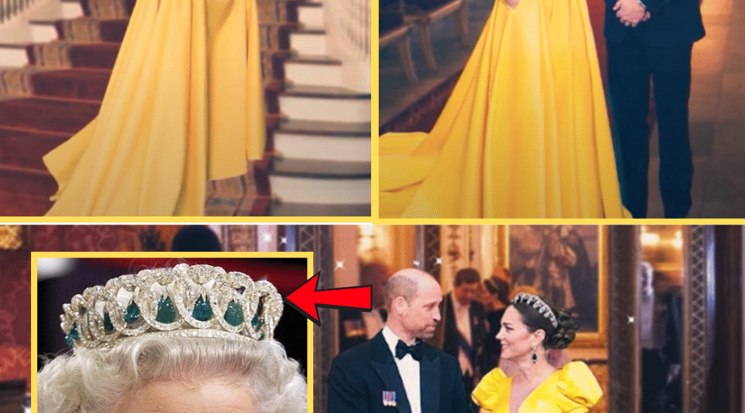OMG!! Princess Catherine BOLD In Breathtaking Yellow Gown And Queen’s Vladimir Tiara at Buckingham Palace Dinner