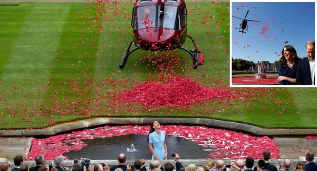 The Helicopter Rose Drop. Forget fairy tales—Prince William allegedly went full Hollywood by showering Duchess Kate with rose petals from a helicopter over the palace lawn. Thousands of petals floated down like crimson confetti, covering the grounds in what should have been a flawless romantic gesture… until Kate’s reaction stole the show. From the balcony, the Duchess reportedly laughed and called out: “Darling, next time bring chocolate!” The crowd went wild, and suddenly the grand gesture turned into the most relatable royal moment ever. Because honestly—who wouldn’t choose chocolate over roses? But wait—the drama didn’t end there. The petals supposedly clogged the palace fountain, leaving staff scrambling to clear what looked like the world’s most expensive potpourri. Still, one thing was certain: the love was flowing, even if the plumbing wasn’t