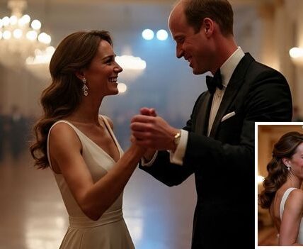 A ROYAL LOVE STORY UNDER THE MOONLIGHT! When the gala lights faded and the glittering chandeliers dimmed, something far more magical happened behind palace doors… In a quiet corridor, away from the cameras and the crowds, Prince William is said to have taken Kate’s hand and twirled her into an impromptu dance — no music, no stage, no audience… just laughter echoing softly through the night. Insiders reveal that these rare, tender moments speak louder than any public appearance ever could. They show us the real heartbeat of the monarchy — not duty, not protocol, but love sustained through the smallest, sweetest gestures