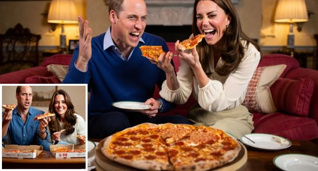 Royal Pizza Night—when crowns meet crusts! Forget silver platters and palace banquets—this time, the Prince and Princess of Wales proved they’re just like the rest of us. Instead of a fancy dinner, the royal couple reportedly ordered pizza night in! And what happened next is melting hearts everywhere…  As the box grew emptier and emptier, Kate cheekily reached for the last slice. William, spotting her move, laughed and protested: “That’s mine!” Kate, with that trademark sparkle in her eye, winked and fired back: “It’s too heavy to wear a crown… and you’re sharing the crust.” The room filled with laughter, and the couple ended up sharing the slice—proving that sometimes love isn’t found in royal ballrooms, but in the simple joy of stolen bites and playful banter