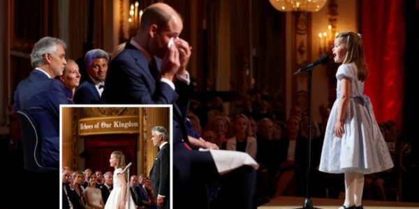 “Dad, this song is for you.” With those words, a young princess stole the night.  Princess Charlotte, standing beside Andrea Bocelli, filled Buckingham Palace with a duet so moving it brought even Prince William to tears. “Echoes of Our Kingdom” was more than just a song — it was a daughter’s tribute, a father’s pride, and a royal moment etched into history.  Her voice — delicate yet strong — intertwined with Bocelli’s timeless tenor like innocence meeting eternity. And when Prince William’s eyes welled up, the entire room knew they were witnessing something more powerful than music: they were witnessing love, legacy, and the rise of a princess with the soul of a queen “Dad, this song is for you.” With those words, a young princess stole the night.  Princess Charlotte, standing beside Andrea Bocelli, filled Buckingham Palace with a duet so moving it brought even Prince William to tears. “Echoes of Our Kingdom” was more than just a song — it was a daughter’s tribute, a father’s pride, and a royal moment etched into history.  Her voice — delicate yet strong — intertwined with Bocelli’s timeless tenor like innocence meeting eternity. And when Prince William’s eyes welled up, the entire room knew they were witnessing something more powerful than music: they were witnessing love, legacy, and the rise of a princess with the soul of a queen