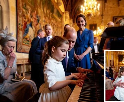 THE ROYAL MOMENT NO ONE WILL EVER FORGET. Inside the gilded halls of Windsor Castle, during what was meant to be a formal 75th birthday celebration for Princess Anne, something extraordinary happened. Known as the monarchy’s stoic, hardest working royal, Anne — the woman who rarely shows emotion — was suddenly left speechless… and in tears. Her young niece, Princess Charlotte, quietly rose from her seat in a simple white dress, her hair tied back. Without a word, she walked to the piano. And then… magic. 🎶  Charlotte began to play a haunting melody she had secretly practiced for weeks. The room fell utterly silent. Even the chandeliers seemed to listen. As the delicate notes filled the hall, Prince William leaned toward Catherine and whispered words that sent shivers through everyone nearby: “Diana would have loved this”