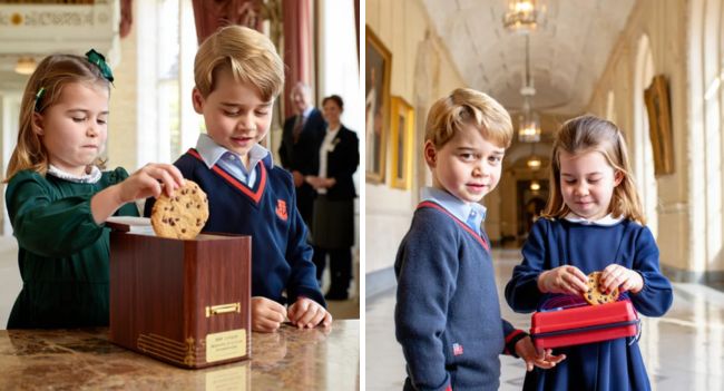 Royal Snack Heist ALERT! Hold onto your crowns, royal fans… because Princess Charlotte has officially stolen the spotlight (and a cookie!) in the sweetest sibling scandal ever! Sources reveal that little Charlotte couldn’t resist sneaking an extra cookie into Prince George’s lunchbox—yes, the future king got a secret treat from his sister! George, suspicious but secretly thrilled, whispered: “You’re the best sister ever.” Charlotte’s tiny giggles reportedly echoed through the palace halls as staff and nannies watched the adorable exchange, calling it “the cutest sibling romance of the decade.” Imagine the future Queen mastering sneaky charm AND diplomacy before her seventh birthday!