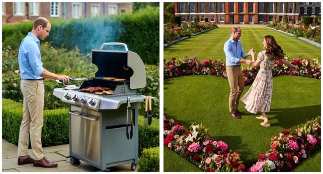 Prince William and Duchess Kate held an outdoor BBQ party in the garden of the British royal castle. Then they danced together in an area with flowers arranged in the shape of a heart. But what happened next brought tears to the eyes of the people in the palace because of the future king’s love for his wife.