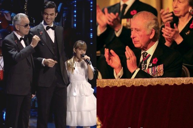 Andrea Bocelli canta coi figli Matteo e Virginia per Re Carlo e la Regina Camilla
