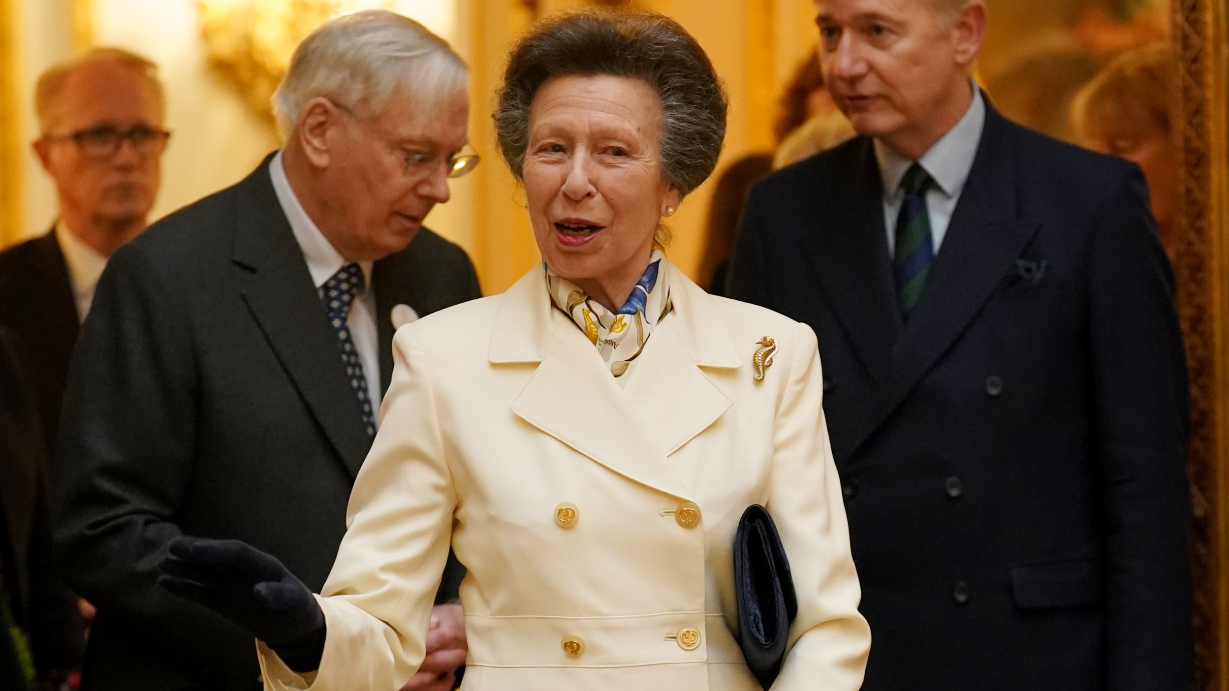 Princess Anne's white and gold skirt suit oozes elegance | Woman & Home