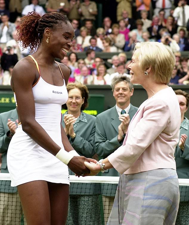 The Duchess of Kent presents the Wimbledon ladies' singles trophy to Venus Williams in 2000
