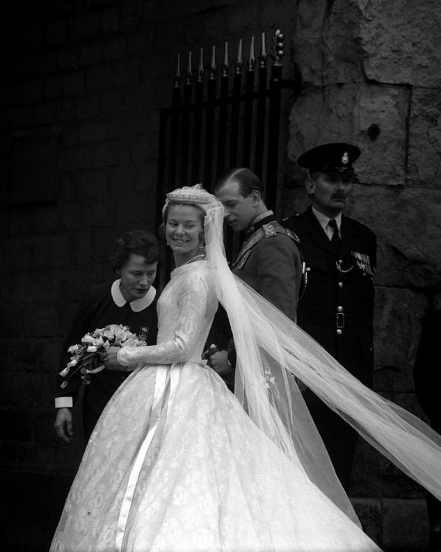 The Duchess of Kent with the Duke of Kent after their wedding at York Minster in 1961
