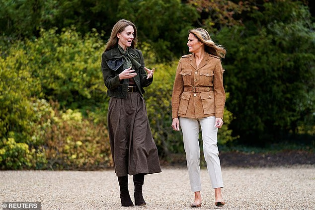 The Princess of Wales and First Lady Melania Trump at Frogmore Gardens in Windsor today