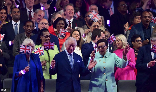 In the final performance of the Windsor Coronation Concert, Take That, who had not performed together for four years at that point , ended with Never Forget - as Kermit the Frog danced along