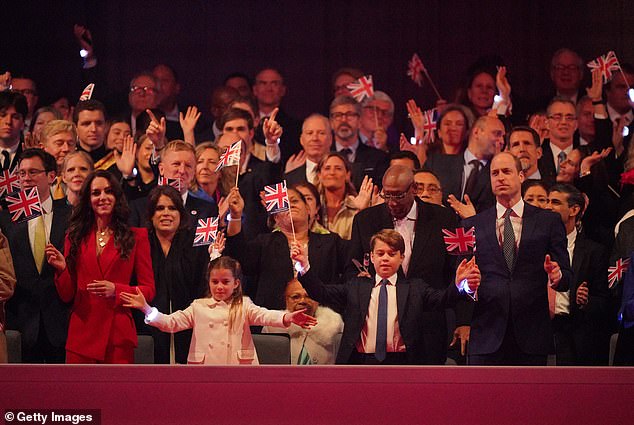 Featuring a star-studded lineup including Take That, Lionel Richie and Katy Perry , the young princess and her elder brother stole the show with their dancing from the front row of the Royal Box
