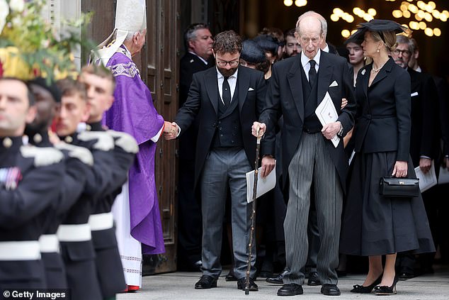 The Duke used a walking stick and was supported by his daughter Helen Taylor for the event this afternoon