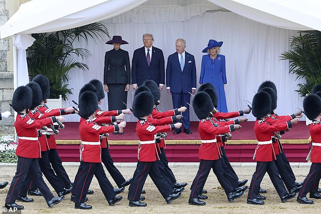 We normally see this sort of thing once a year at the Sovereign's Birthday Parade. Yesterday, however, we were treated to a one-off hybrid version: Trooping the Donald