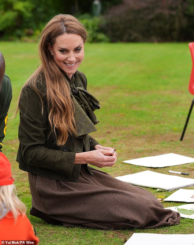 The Princess of Wales meets members of the Scouts' Squirrels programme at Frogmore today
