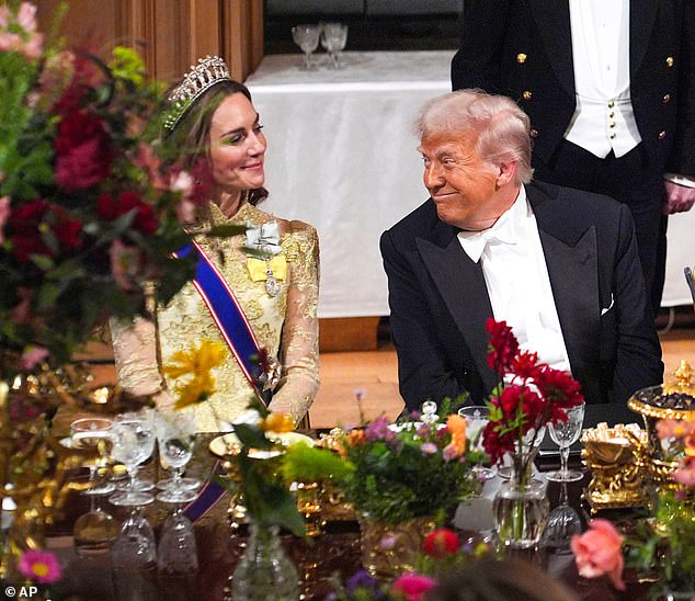 Prince William 's wife, 43, was deployed by the King on Wednesday night to charm US President Donald Trump and his wife First Lady Melania Trump in an act of expert soft diplomacy