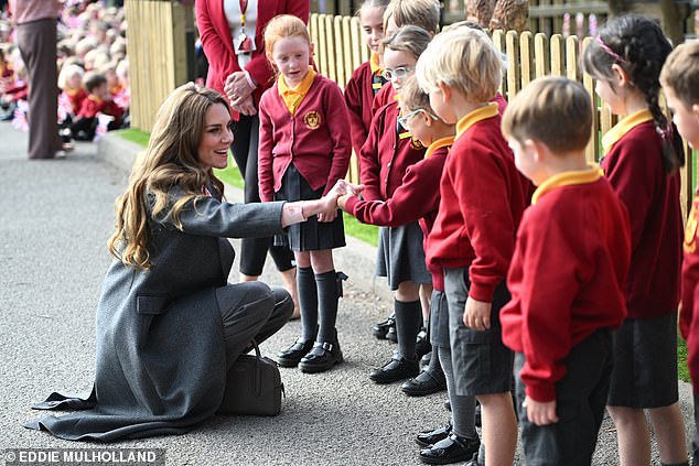 The Princess of Wales meets children from Farnborough Road Infant and Junior School, where Elsie Dot Stancombe was a pupil