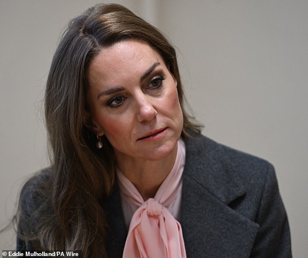 The Princess of Wales (pictured) sported elegant earrings to match her stylish ensemble