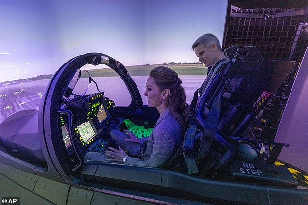 Kate even expertly performed a loop the loop on the flight simulator - and revealed her son Prince Louis wants to become a fighter pilot