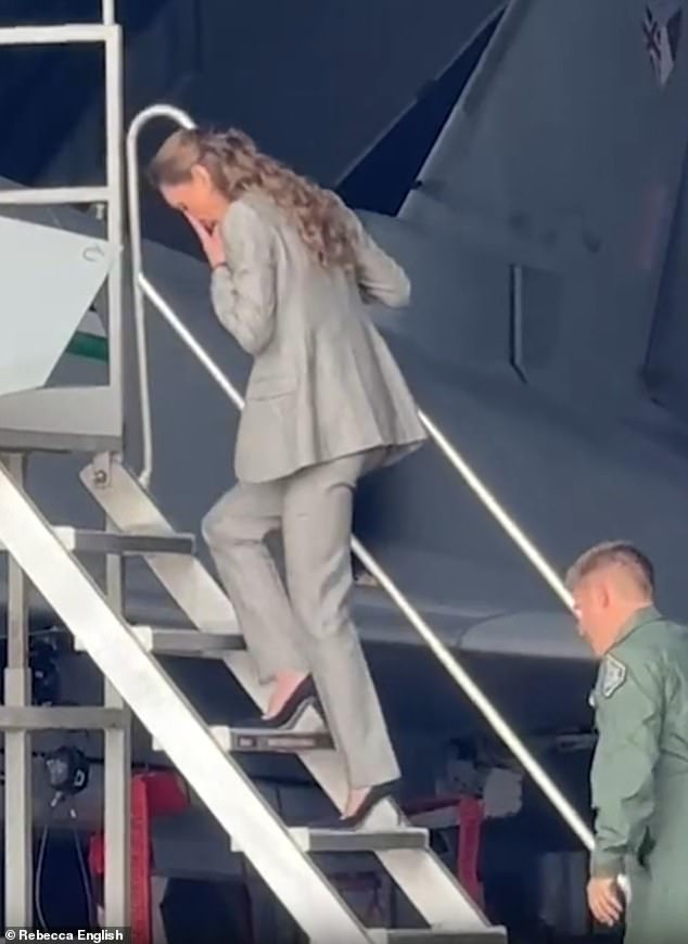 Fans reacted to the clip on X, with some writing that they were 'in awe' of the Princess's ability to confidently walk up and down stairs with ease in high heels