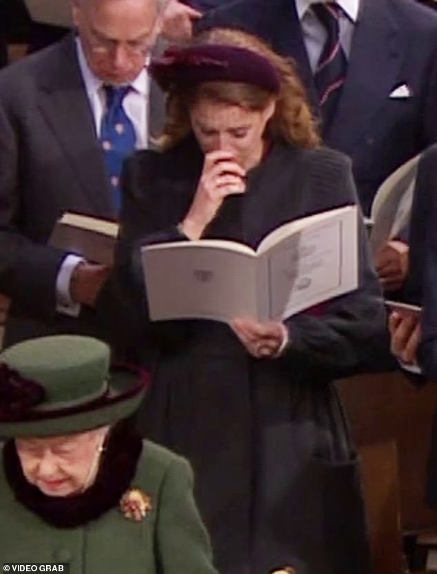 Of the 30 mourners who gathered to commemorate the late Philip at St George's Chapel, there was one particularly emotional moment captured in the pews - his beloved granddaughter, Princess Beatrice was seen fighting back tears