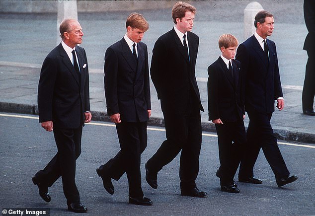 It seems to be a far contrast from the scene of a young Prince William, accompanied by his 12-year-old brother Harry, walking behind their mothers coffin. The grieving young boys never succumbed to their emotions publicly and appeared incredibly composed