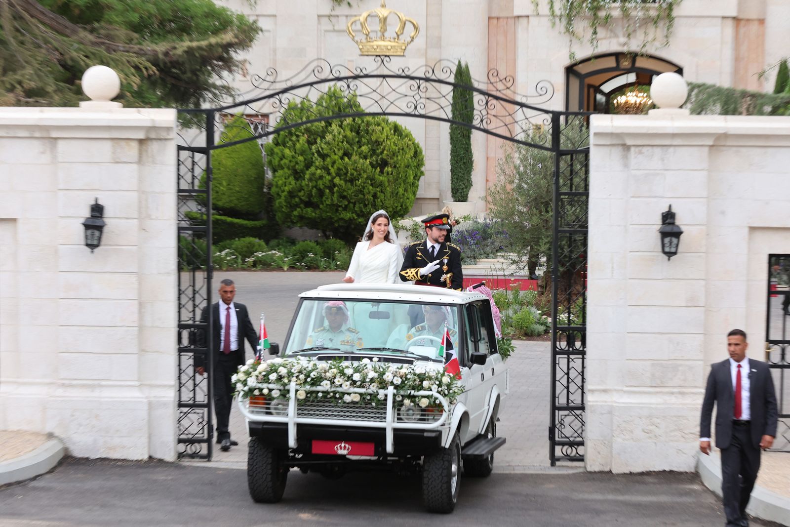 The newlyweds process to their wedding reception