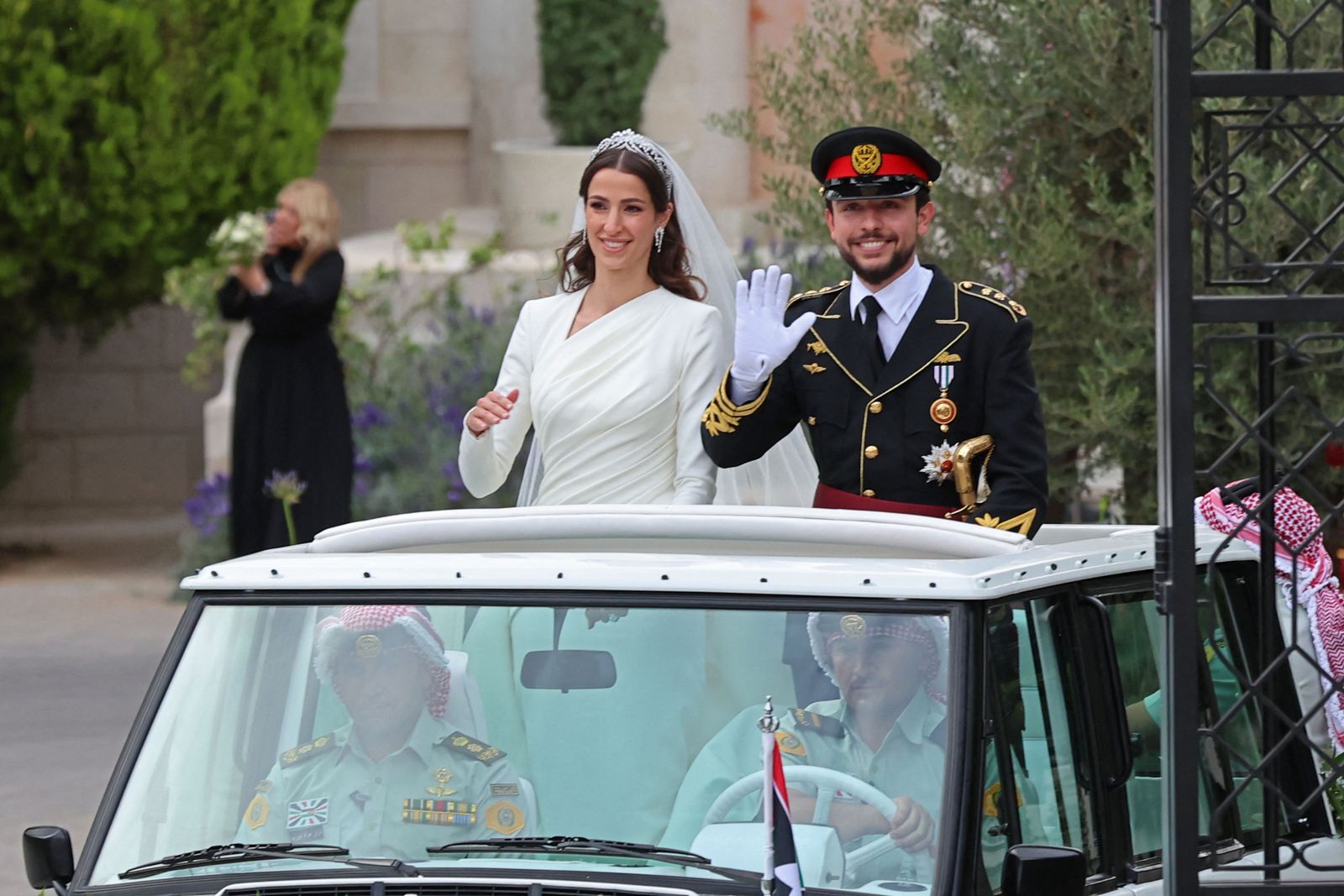 Crown Prince Hussein of Jordan and Raja Al Saif following their royal wedding