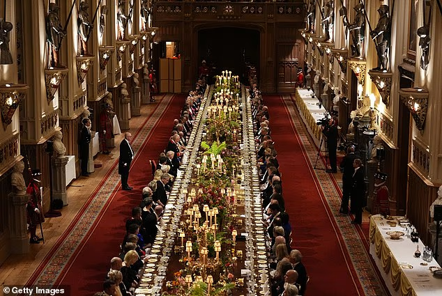 The state banquet was hosted by King Charles III and members of the Royal Family last night