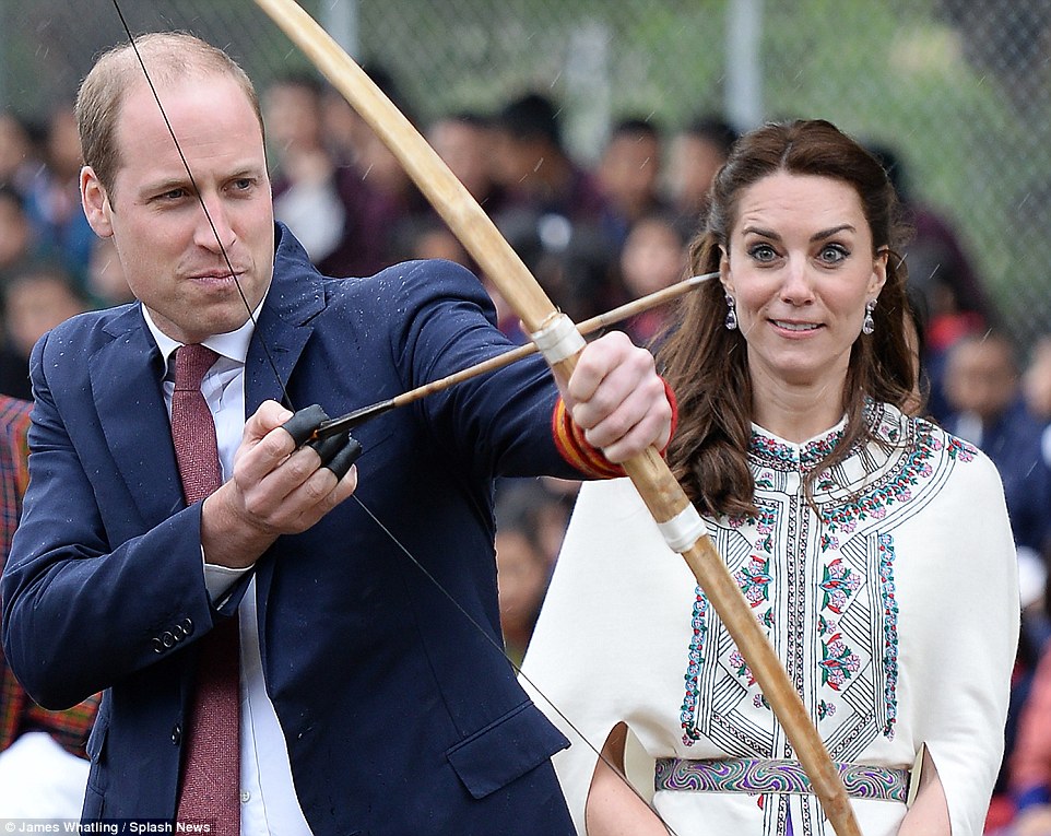 Kate Middleton and Prince William try archery in Bhutan during India trip |  Daily Mail Online