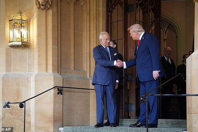 King Charles III bids farewell to US President Donald Trump at Windsor Castle this morning