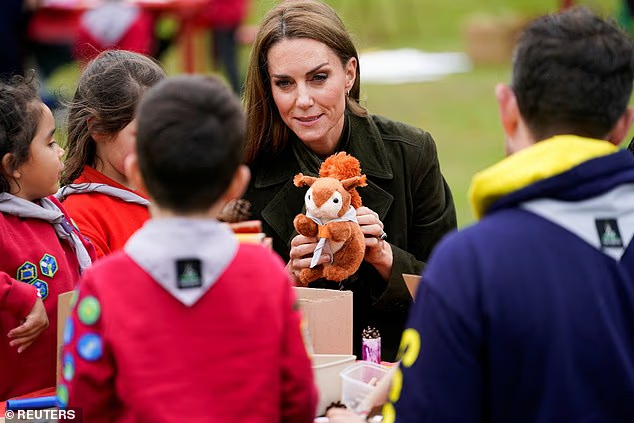 The Princess of Wales meets members of the Scouts' Squirrels programme at Frogmore today