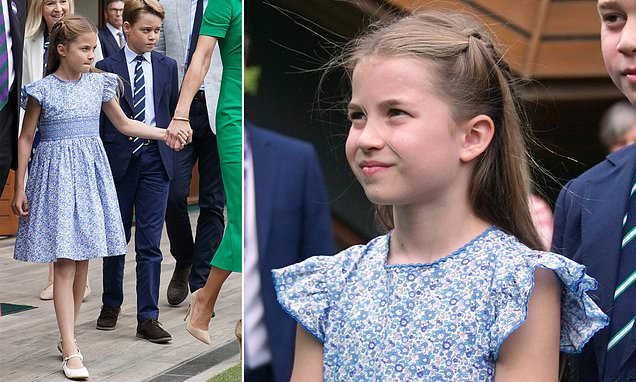 Princess Charlotte sports £169 blue dress from a Spanish brand at Wimbledon  | Daily Mail Online