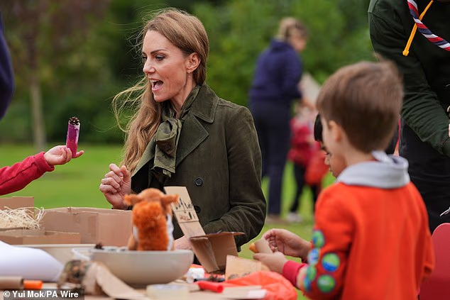 The Princess of Wales meets members of the Scouts' Squirrels programme at Frogmore today