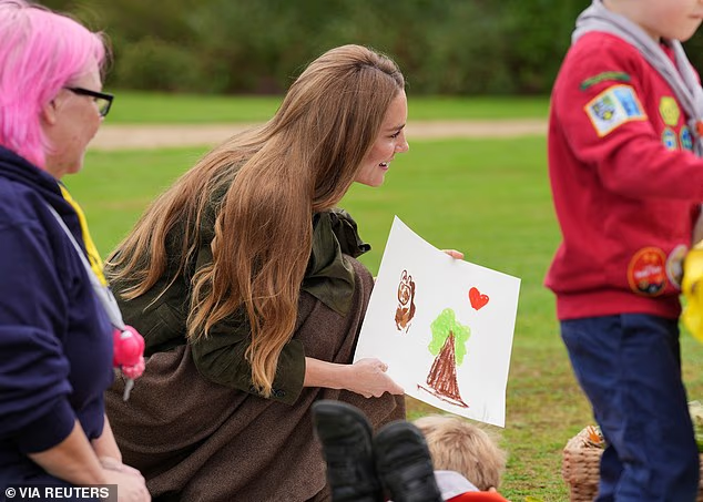 The Princess of Wales meets members of the Scouts' Squirrels programme at Frogmore today