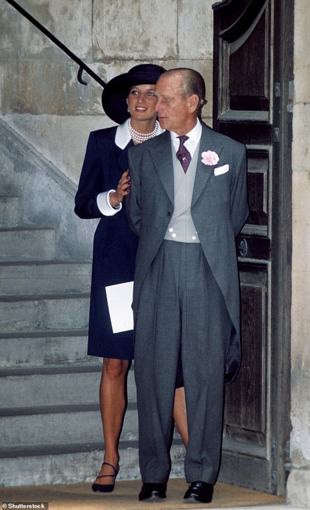 Brandreth wrote: 'In his letters Philip confronted his daughter-in-law with home truths: he invited her to face the facts.' Princess Diana and Prince Philip are pictured in 1994