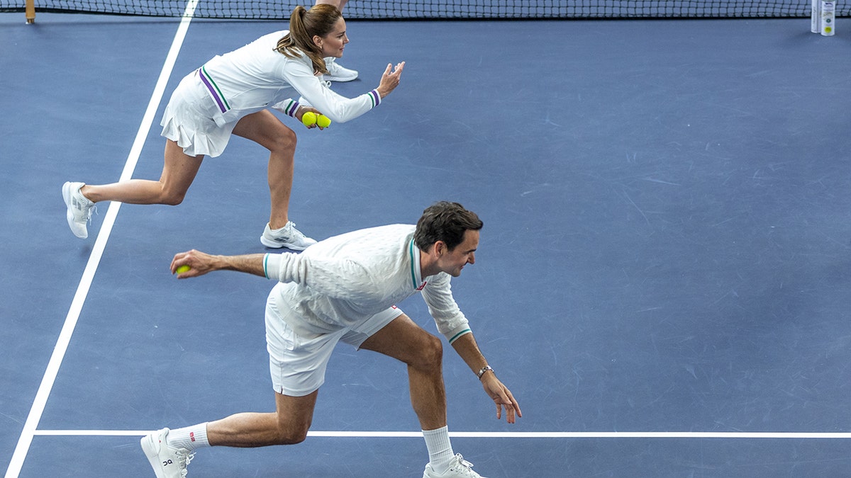 Catherine, Princess of Wales makes small error playing tennis with Roger  Federer on Wimbledon court: watch | Fox News