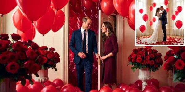 13 YEARS & STILL LIKE A FAIRYTALE! After months of busy schedules and endless royal duties, Prince William proved that true love never fades. On their 13th wedding anniversary, he surprised Princess Kate with a gesture that has the whole world swooning! When Kate opened the door, she froze in shock — the entire room was filled with hundreds of red balloons floating gracefully and the rich fragrance of bright red roses spilling through the air. And right in the middle stood William, smiling, waiting… A close friend revealed that William leaned in and whispered nine simple words that made Kate’s eyes instantly fill with tears. She couldn’t hold them back, and he wrapped her tightly in his arms. That breathtaking moment — romantic yet deeply simple — is proof that after 13 years, their love still shines just as brightly as it did on their wedding day
