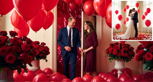 13 YEARS & STILL LIKE A FAIRYTALE! After months of busy schedules and endless royal duties, Prince William proved that true love never fades. On their 13th wedding anniversary, he surprised Princess Kate with a gesture that has the whole world swooning! When Kate opened the door, she froze in shock — the entire room was filled with hundreds of red balloons floating gracefully and the rich fragrance of bright red roses spilling through the air. And right in the middle stood William, smiling, waiting… A close friend revealed that William leaned in and whispered nine simple words that made Kate’s eyes instantly fill with tears. She couldn’t hold them back, and he wrapped her tightly in his arms. That breathtaking moment — romantic yet deeply simple — is proof that after 13 years, their love still shines just as brightly as it did on their wedding day